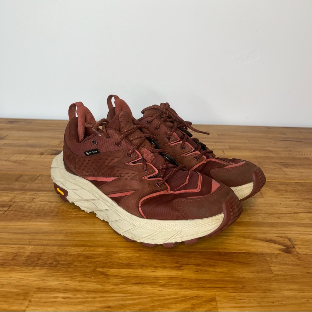 Hoka Anacapa Low GTX Gortex Vibram Red Lace Up Athletic Shoes Size 8.5 Womens